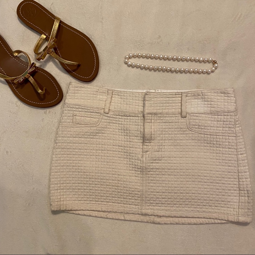 Alice + Olivia White Quilted Skirt